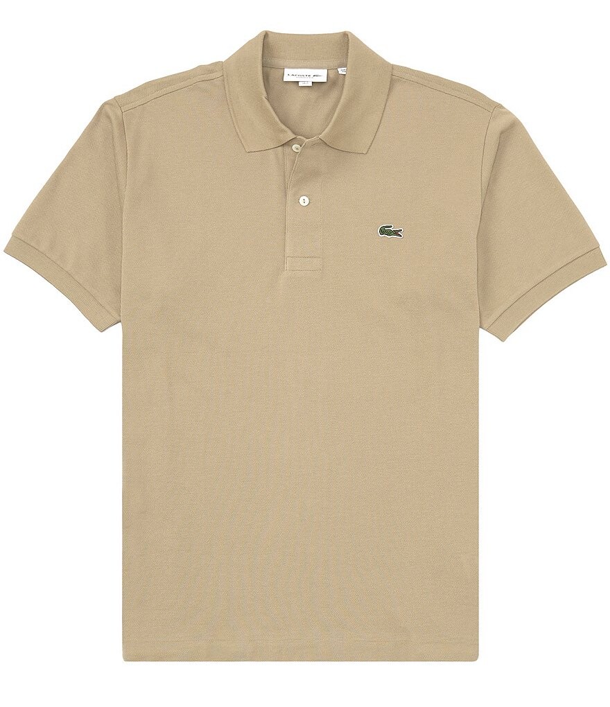 

Рубашка поло Lacoste Big and Tall из однотонного пике с короткими рукавами, бежевый