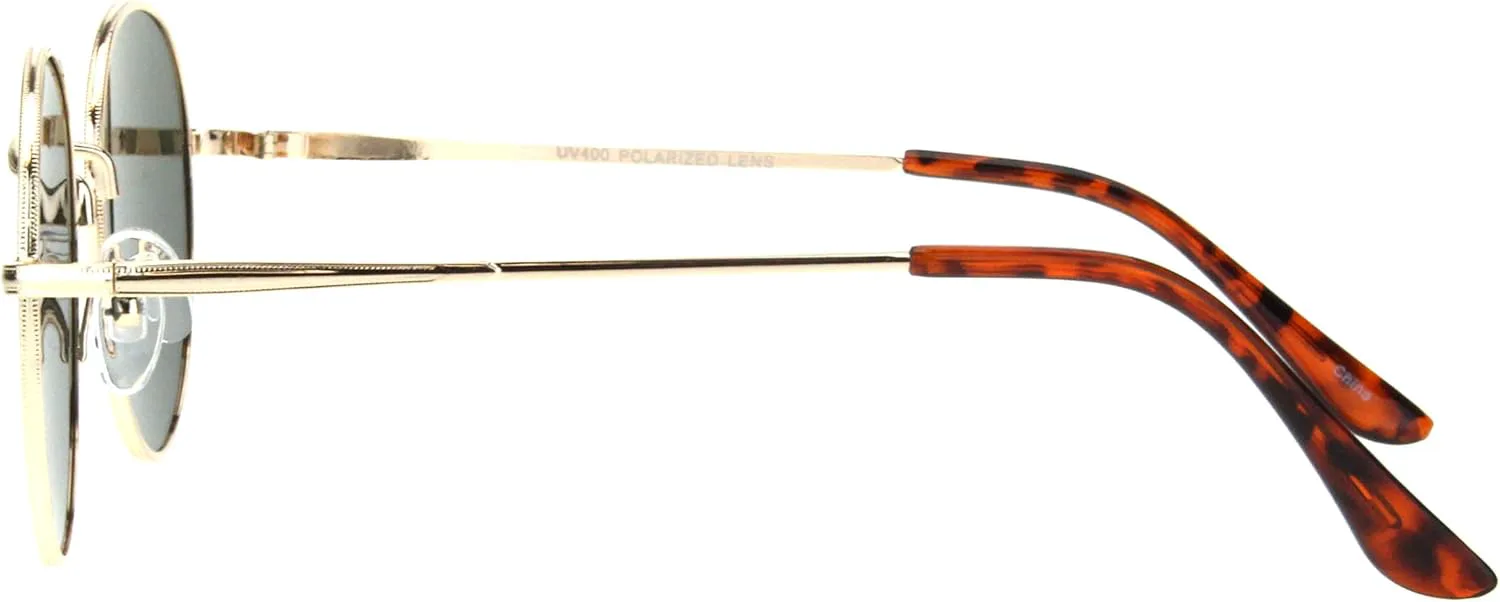 

Солнцезащитные очки с поляризованными линзами, винтажный стиль, круглая оправа из светлого металла, защита от УФ-излучения UV 400 PASTL, Gold (Dark Green)