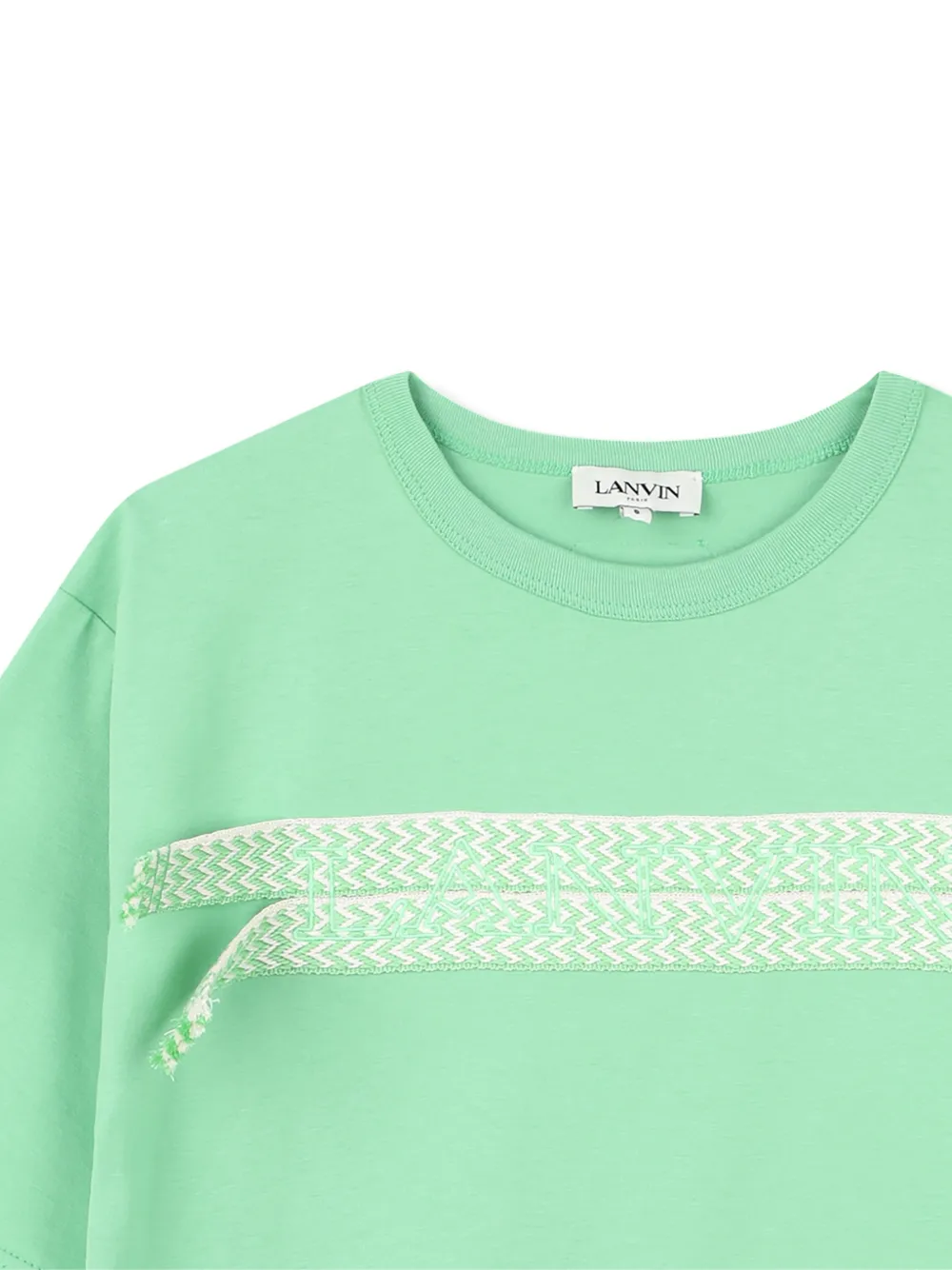 Футболка с контрастной отделкой Lanvin Enfant, зеленый — фото 3