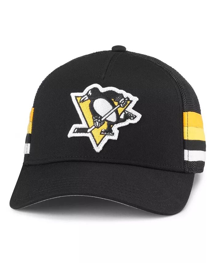 

Мужская черная регулируемая кепка Pittsburgh Penguins HotFoot Stripes Trucker American Needle
