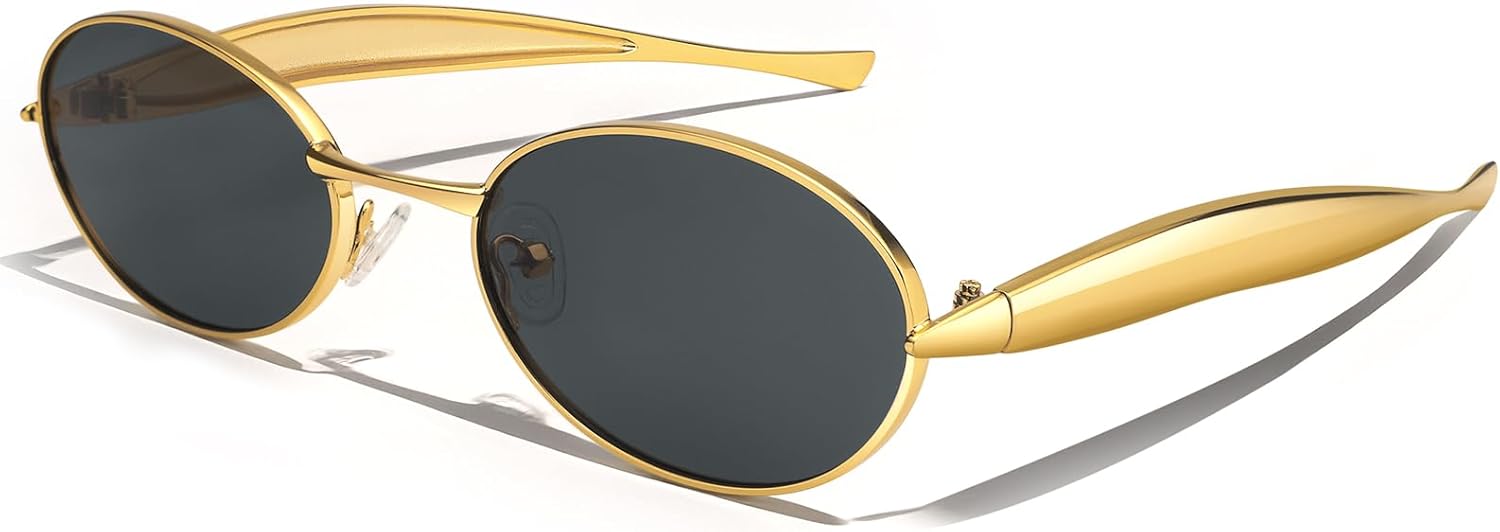 

Ретро-очки овальной формы для женщин и мужчин, винтажные, модные, в стиле 90-х, с золотой металлической оправой, защита от УФ-излучения UV400 Dollger, C1:gold Frame Grey Lens