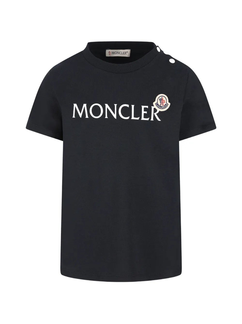 

Футболка с логотипом и пуговицами Moncler Enfant, черный