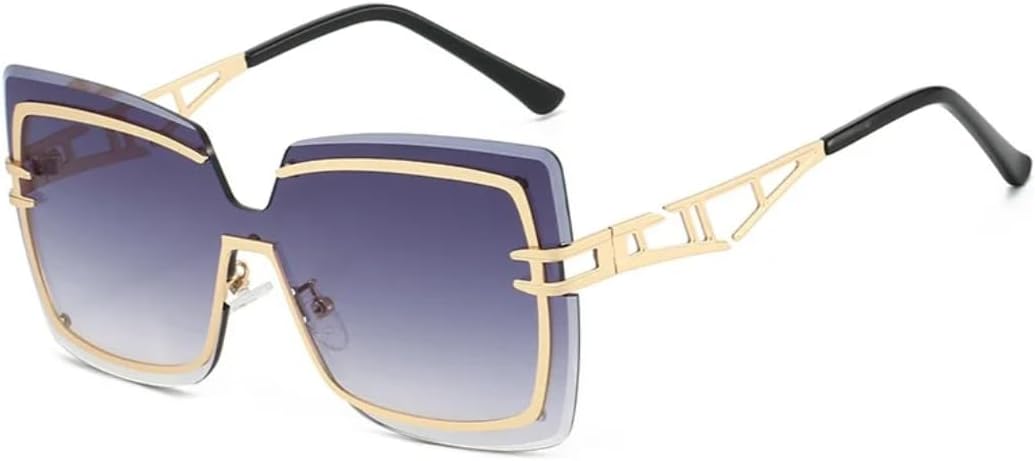 

Роскошные безрамочные солнцезащитные очки квадратной формы с градиентным переходом для женщин, с двойной оправой и полым профилем для мужчин, модные, с защитой от УФ-излучения UV400 UATXTAU, Golden Grey