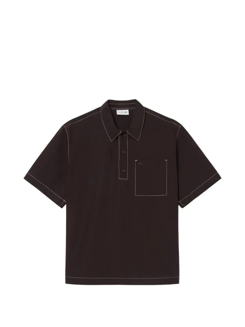 Рубашка с контрастной строчкой и нагрудным карманом Lacoste, коричневый