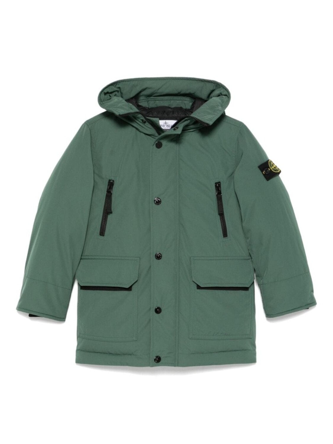 

Стеганое пальто с капюшоном Stone Island Junior, зеленый