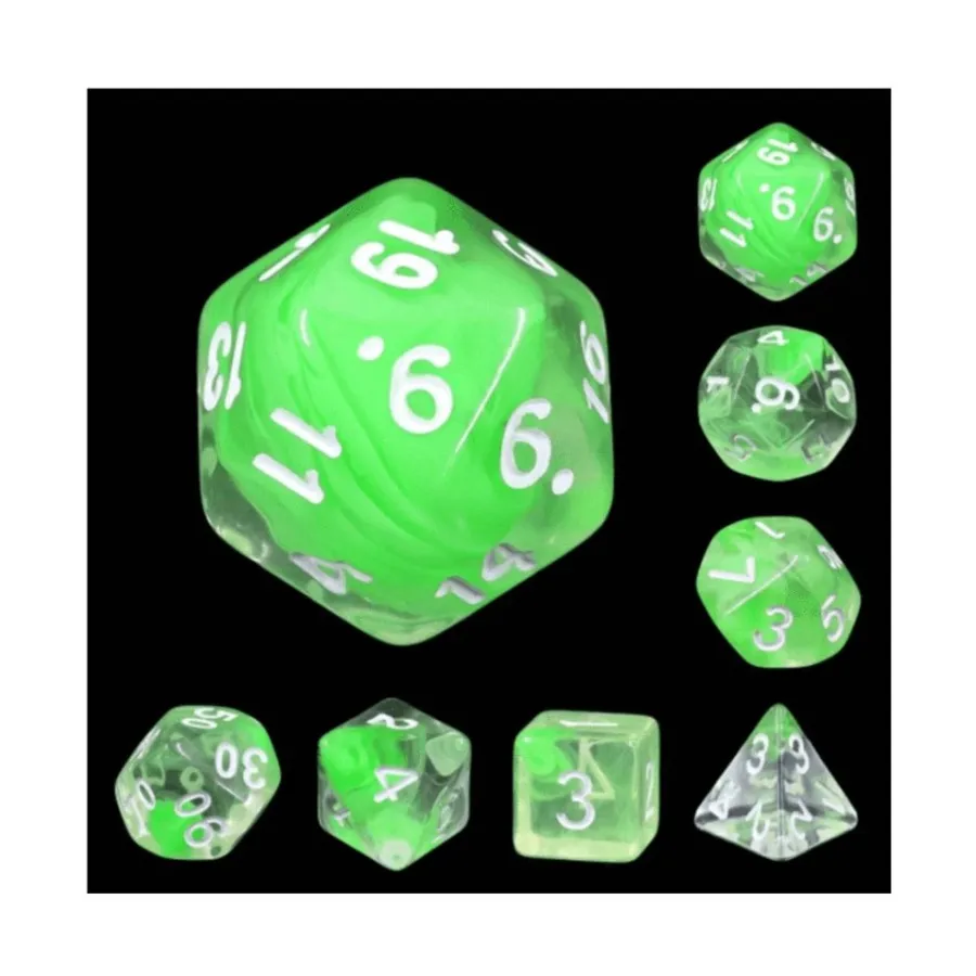 

Набор Poly — Summer Limes с белым (7), Dice Sets - Resin/Acrylic - Blue, Green, & Purple (Foam Brain Games)