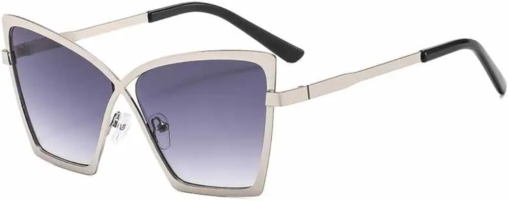 

Ретро металлические солнцезащитные очки «кошачий глаз» для женщин и мужчин, роскошные, для активного отдыха, летнего отдыха и путешествий, защита от УФ-излучения UV400 TVTBBVV, Silver Gray