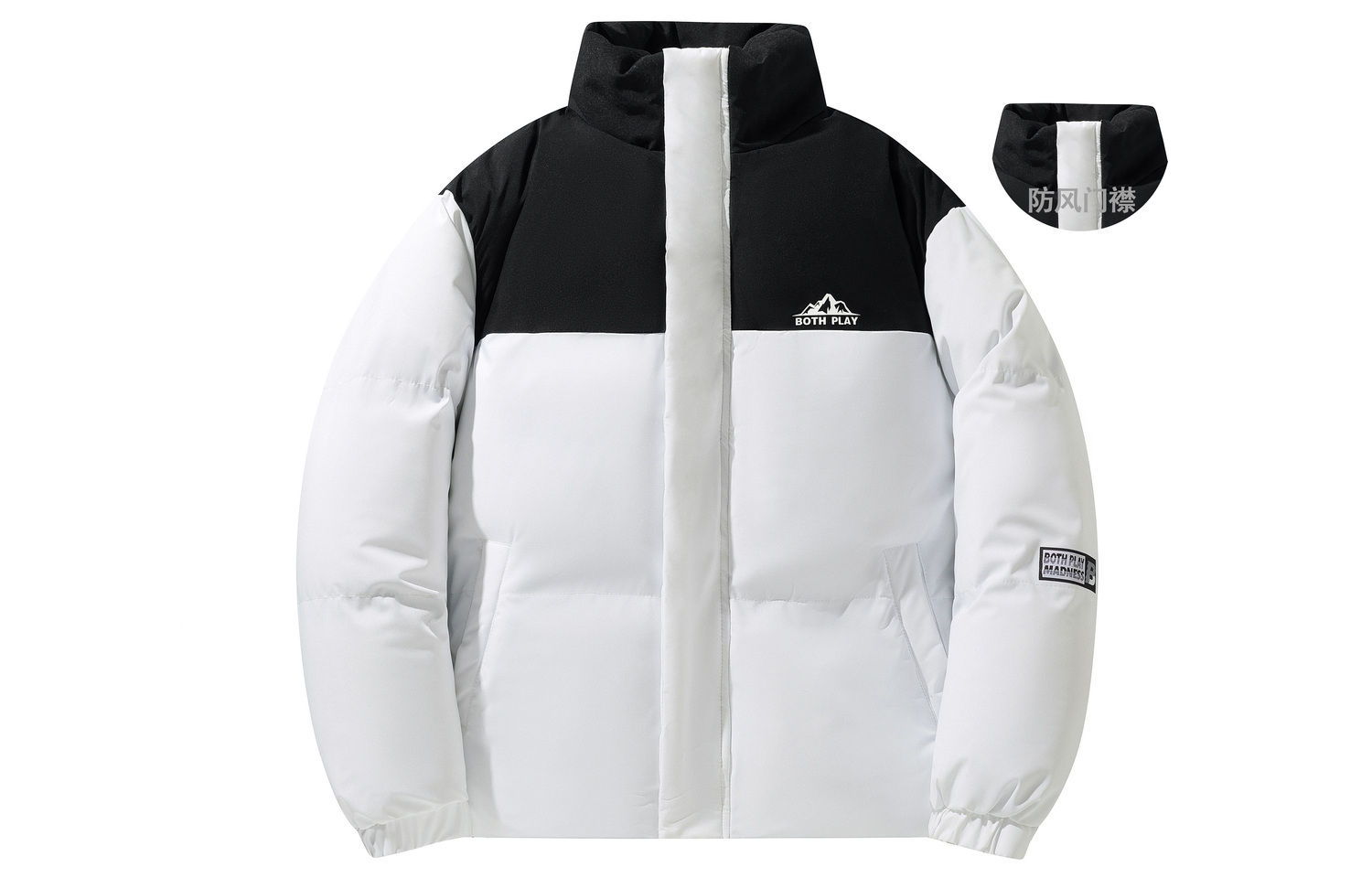 

BOTH PLAY Пуховик Unisex, White Black Upgraded (2317)
