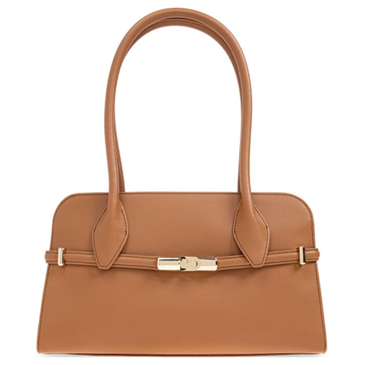 

Furla Кожаная женская сумка среднего размера с одним плечевым ремнем коричневого цвета