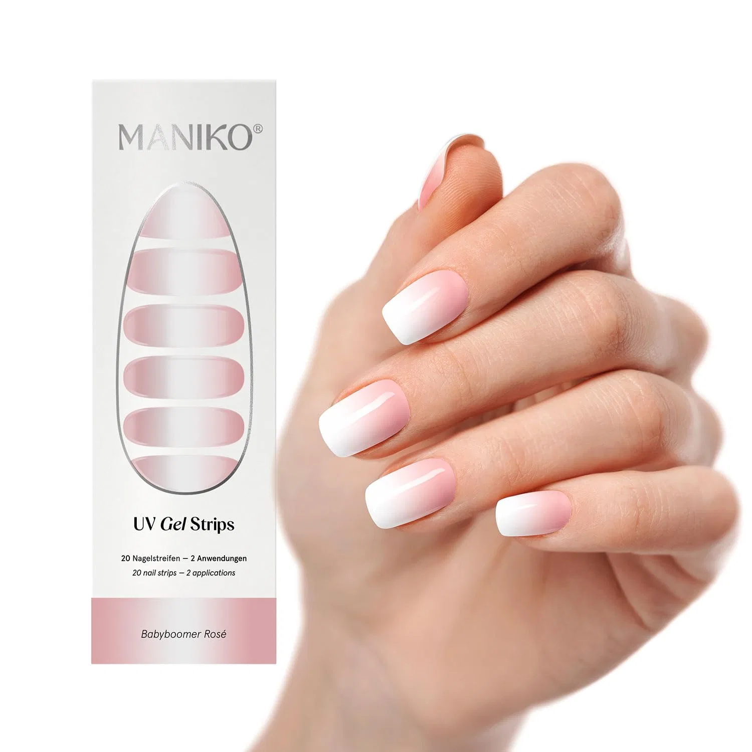Веганские УФ-гель-полоски для ногтей «Rose Baby Boomer» от Maniko Maniko Nails, Rose Baby Boomer