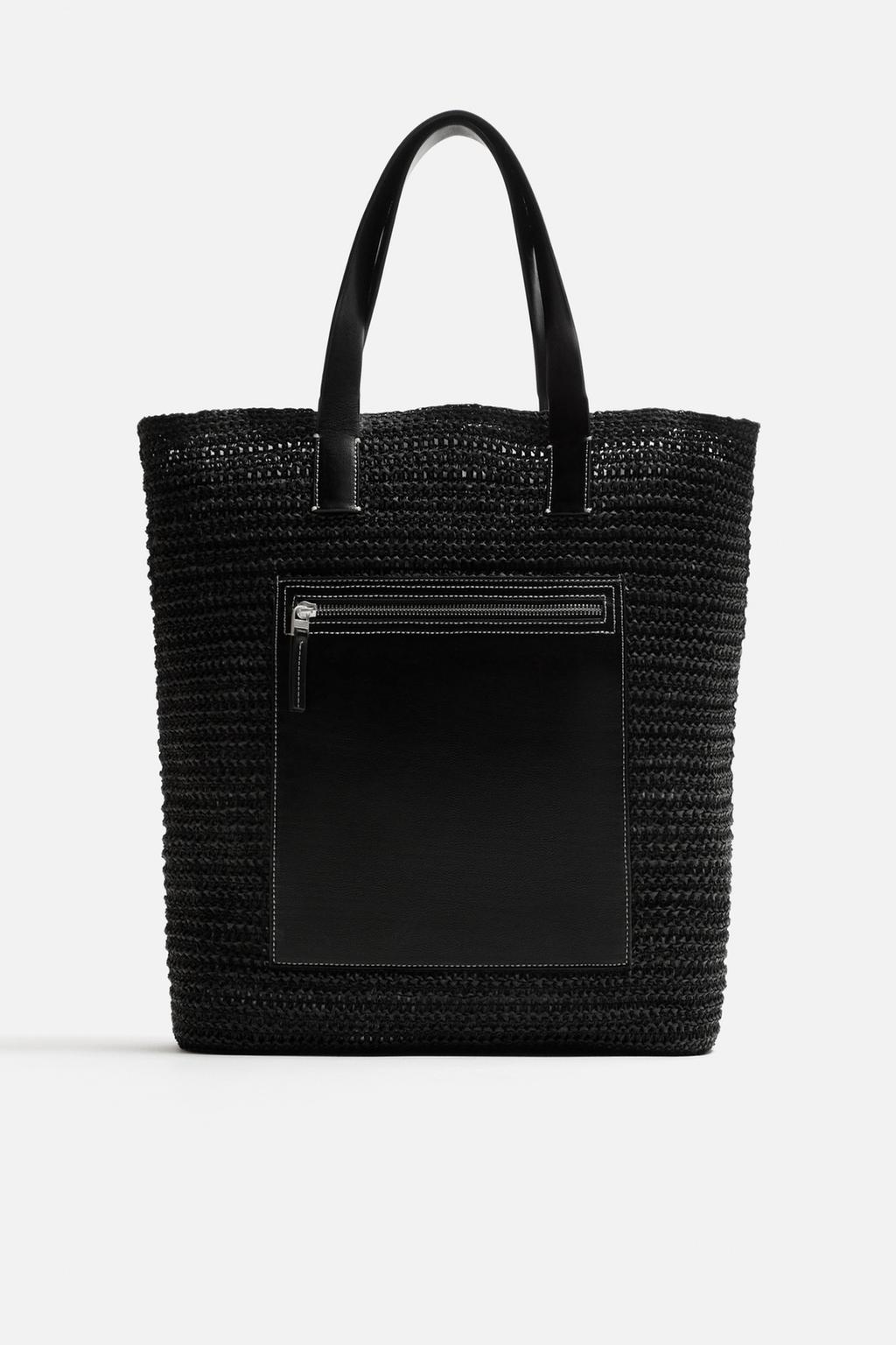 

Тканая сумка для покупок ZARA, черный