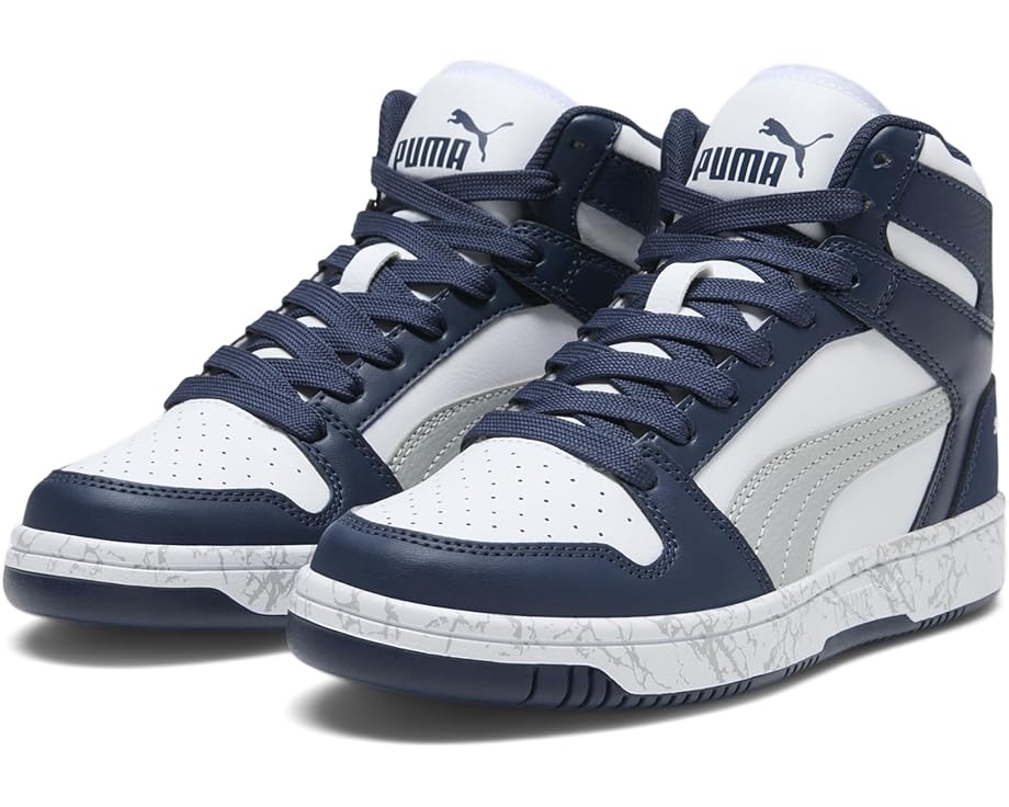 

Кроссовки PUMA Kids Rebound Layup, цвет Puma White/Flat Light Gray/Club Navy