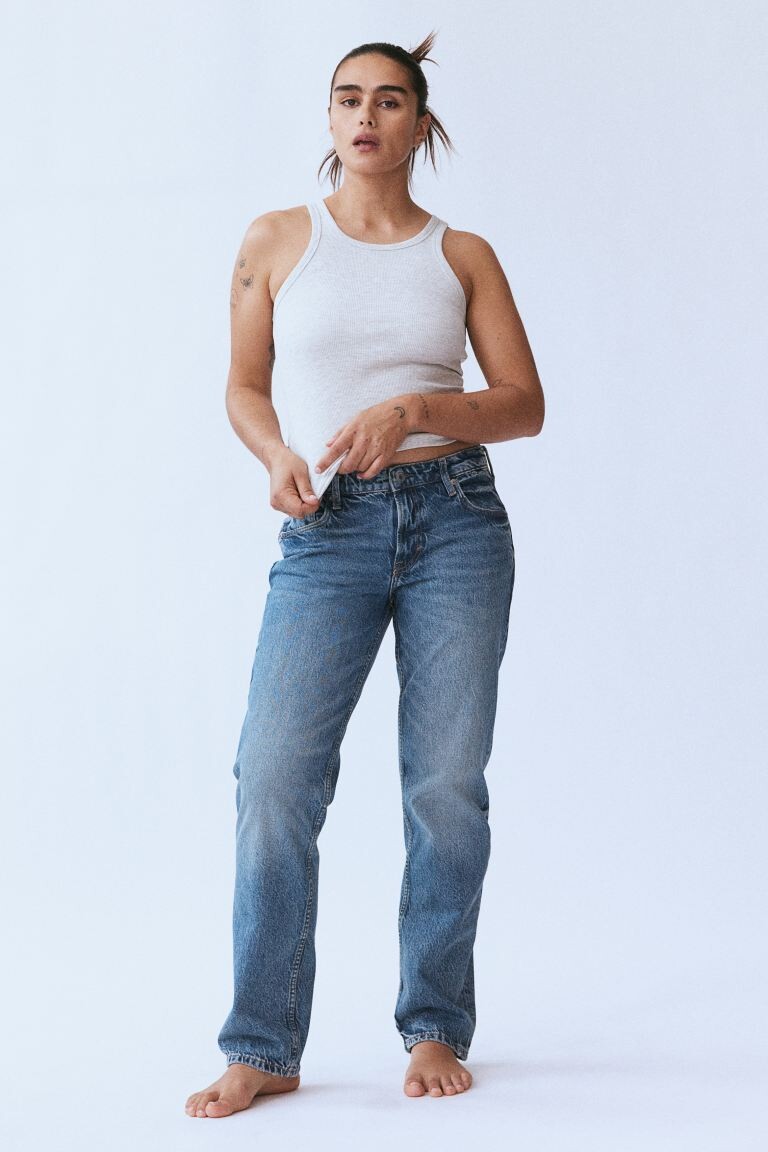 

Прямые низкие джинсы H&M, синий