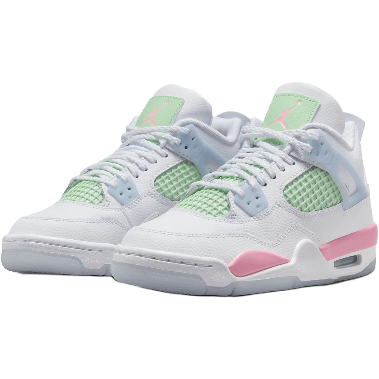 Jordan Air 4 Support Mid top детские баскетбольные кроссовки White/Pink/Green для подростков — фото 4