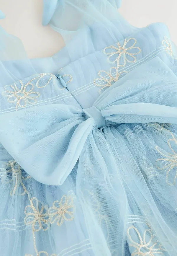 Платье повседневное, прямого кроя, с вышитым бантом Laura Ashley, White Blue — фото 4