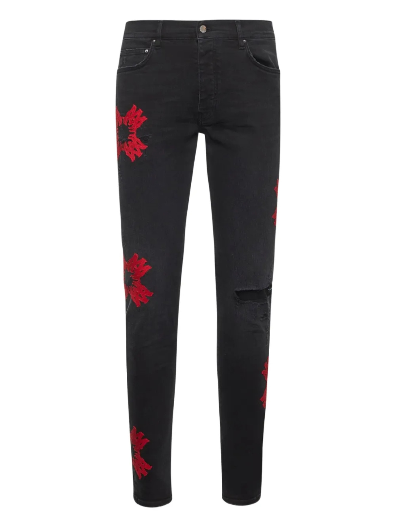 

Джинсы AMIRI с красными заплатками, синий