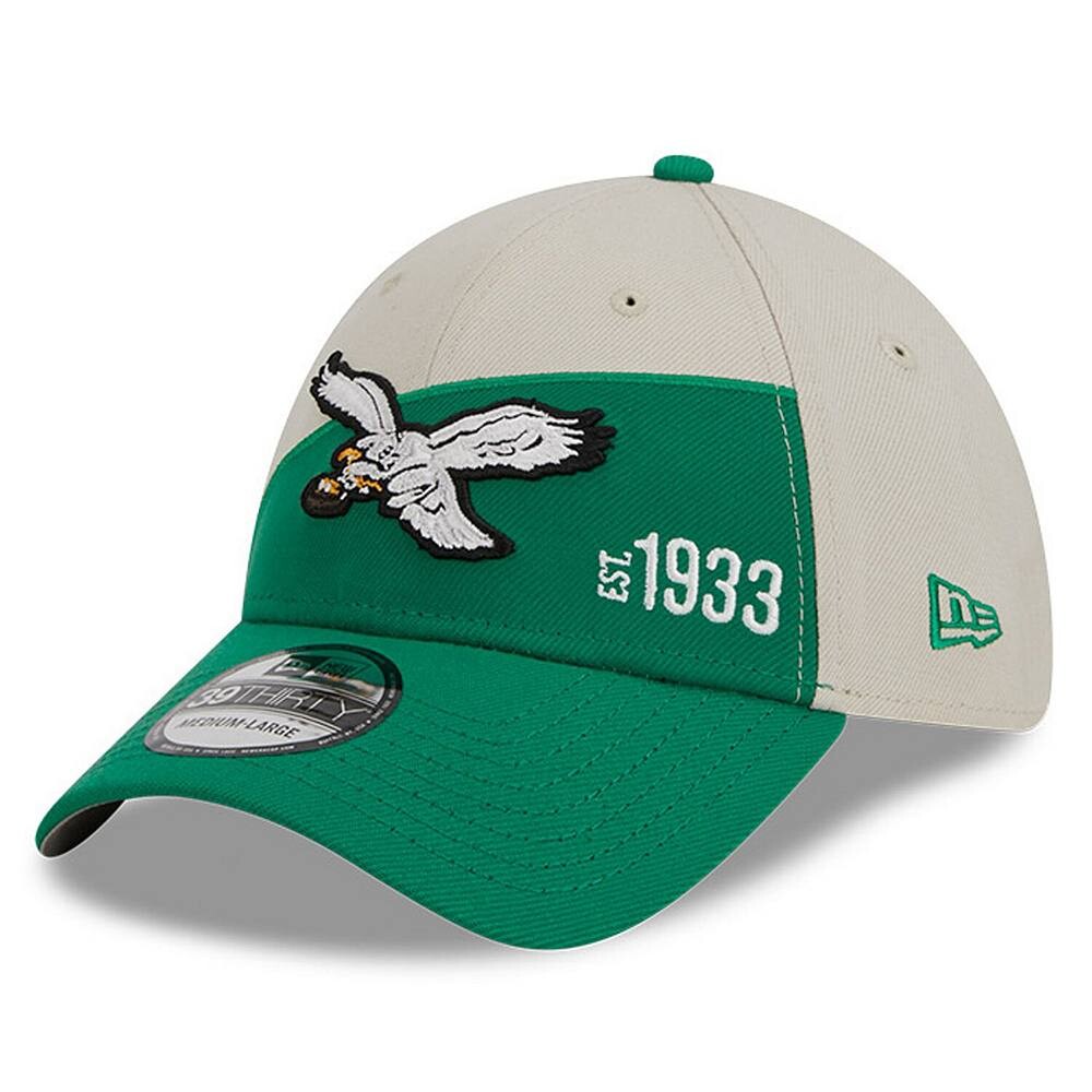

Мужская кепка New Era кремового/Kelly Green Philadelphia Eagles 2023 Sideline Historic 39THIRTY Flex Hat, цвет Eag Beige