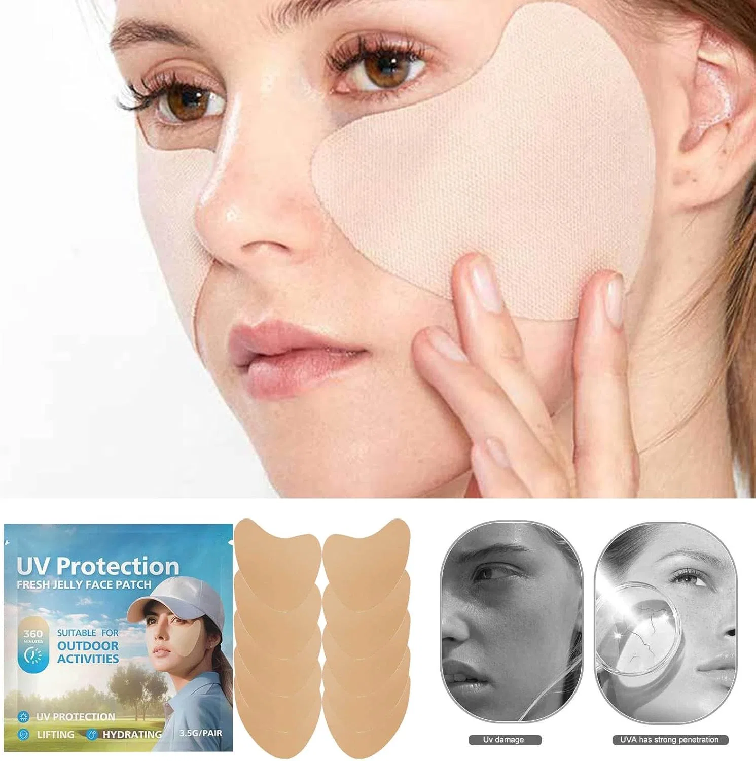 Патчи для лица от солнца Hopweik Golf Face Patch, 5 пар, прозрачные — фото 3
