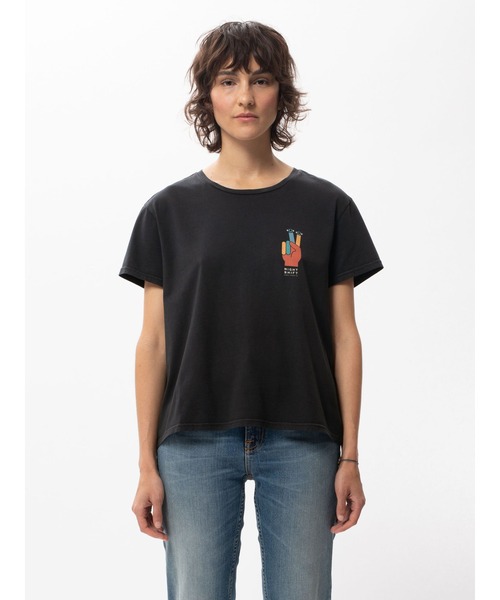 

Футболка с принтом, хлопок Nudie Jeans, черный