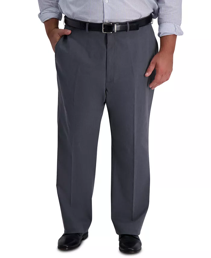 

Мужские классические брюки с плоской передней частью Big & Tall Iron Free Premium Khaki Haggar, черный