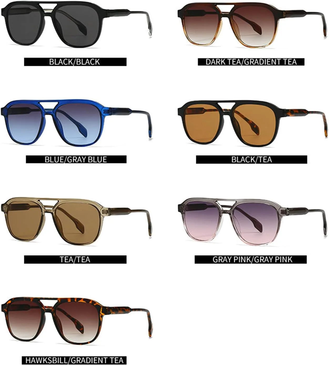 

Солнцезащитные очки Willochra Trendy Double Bridge Pilot для женщин и мужчин, квадратной формы, в стиле ретро 70-х, с градиентным переходом цвета, UV400, C5