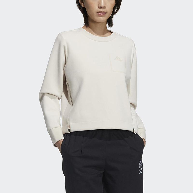 Худи (WMNS) adidas Tech Sweat Side Zipper Athleisure Casual Sports Round Neck Pullover White Hoodie — фото 2