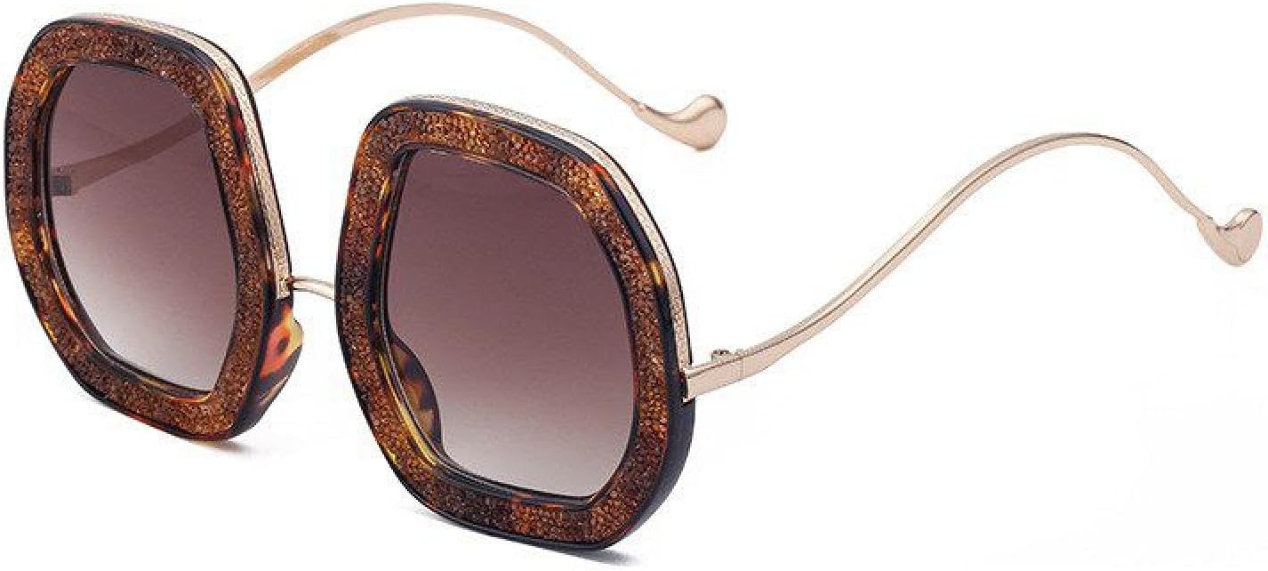 

Крупные роскошные солнцезащитные очки для женщин с бриллиантовым блеском, неправильной формы, круглыми кристаллами, защитой от УФ-излучения UV400, многоугольной оправой TVTBBVV, C3demibrown