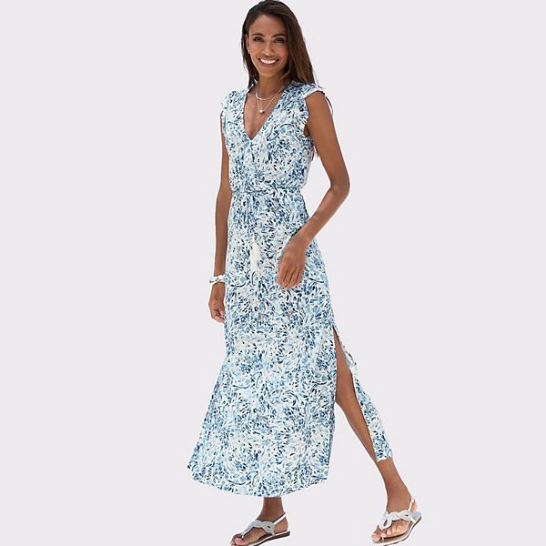 

Женское макси-платье с боковым разрезом Lascana, Blue Floral