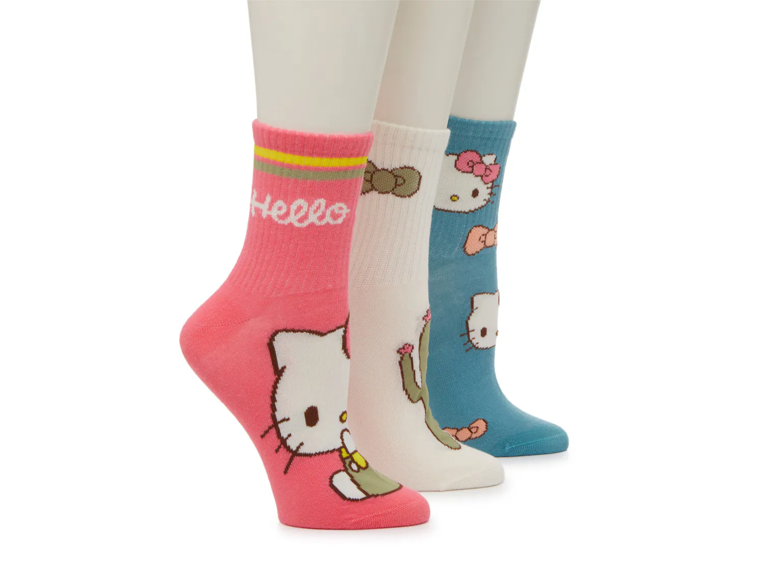 

Носки Hello Kitty Kids' Crew Socks - 3 Pack High Point Design, розовый/белый/синий