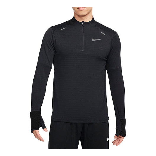 

Футболка Men's Nike Sports Logo Solid Color Stand Collar Long Sleeves Black T-Shirt, черный