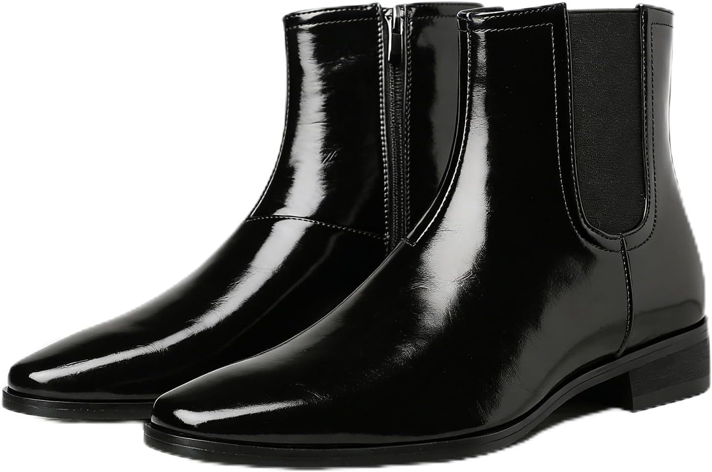 

Мужские кожаные ботинки Челси с боковой молнией, модные классические с застежкой на носке, эластичной вставкой, высокие, формальные оксфорды, удобные деловые и повседневные ботинки до щиколотки Oxneuhg, черный