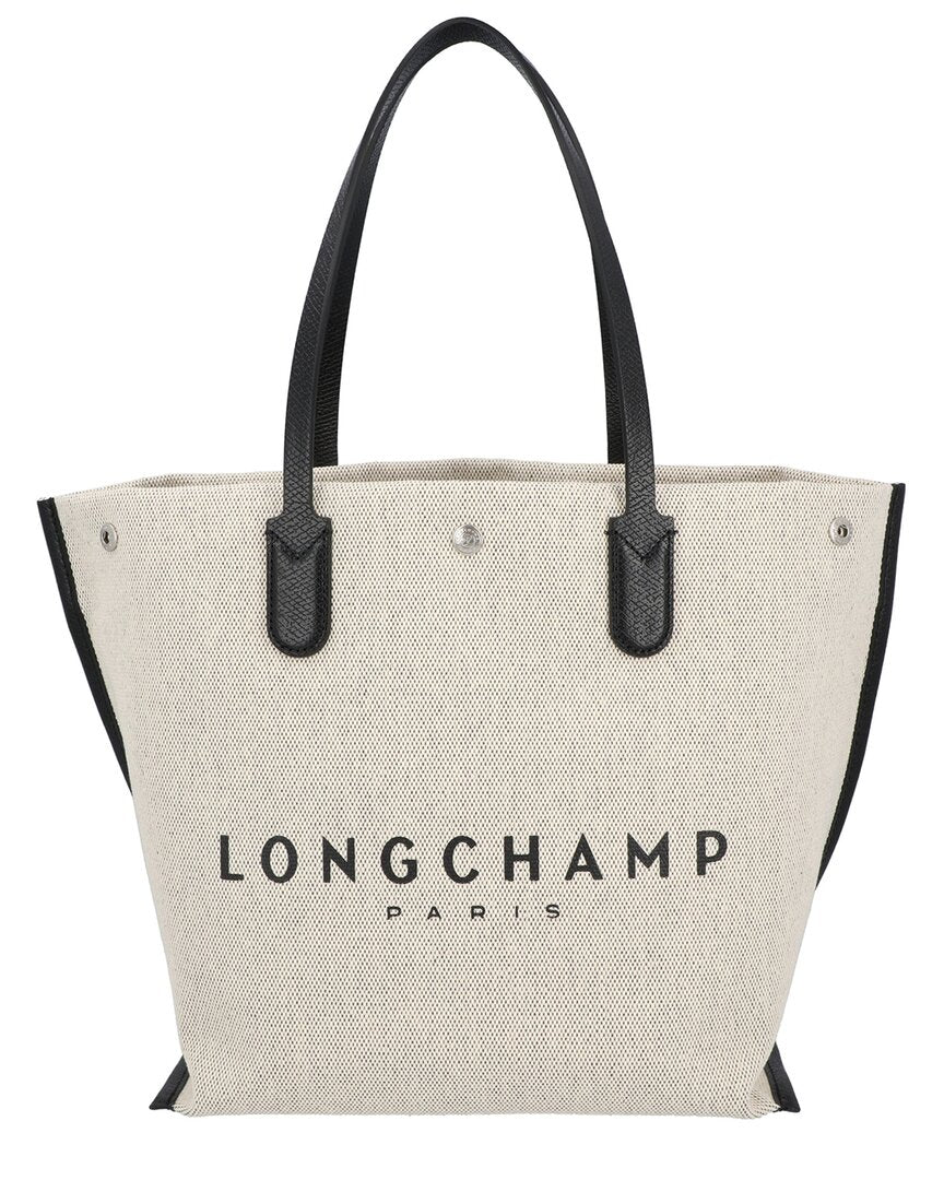 

Большая холщовая сумка-тоут Longchamp Essential с длинной ручкой, белая