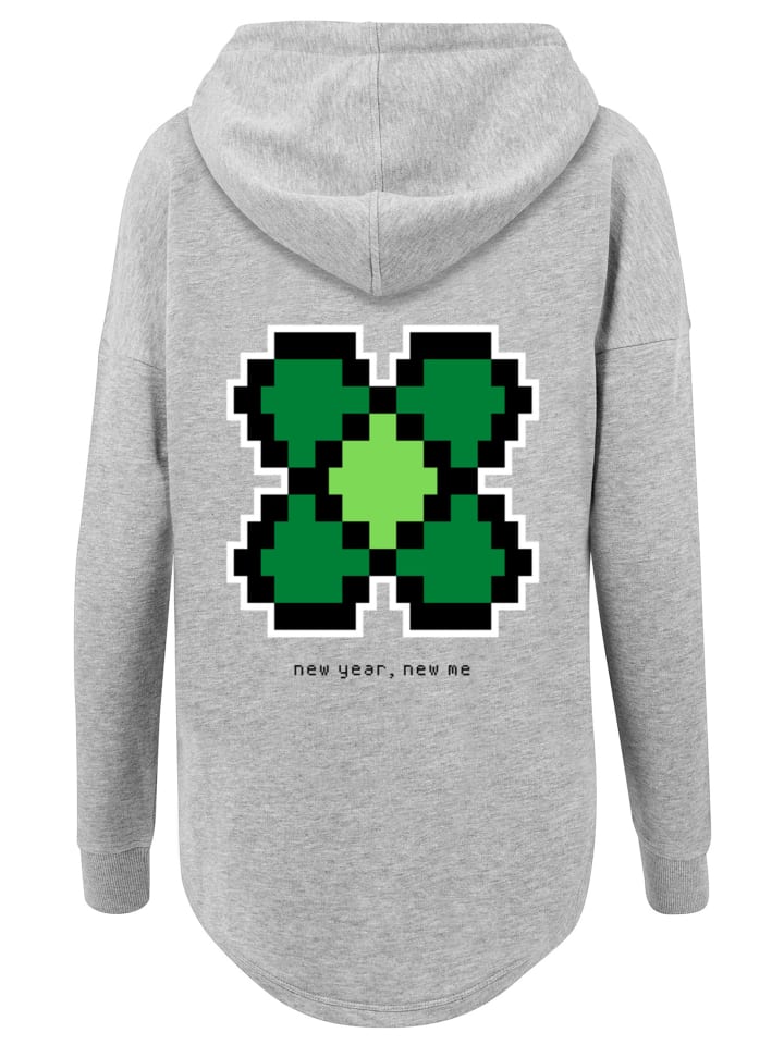 

F4NT4STIC Толстовка оверсайз «Новый год, канун Нового года, пиксельный клевер» серого цвета