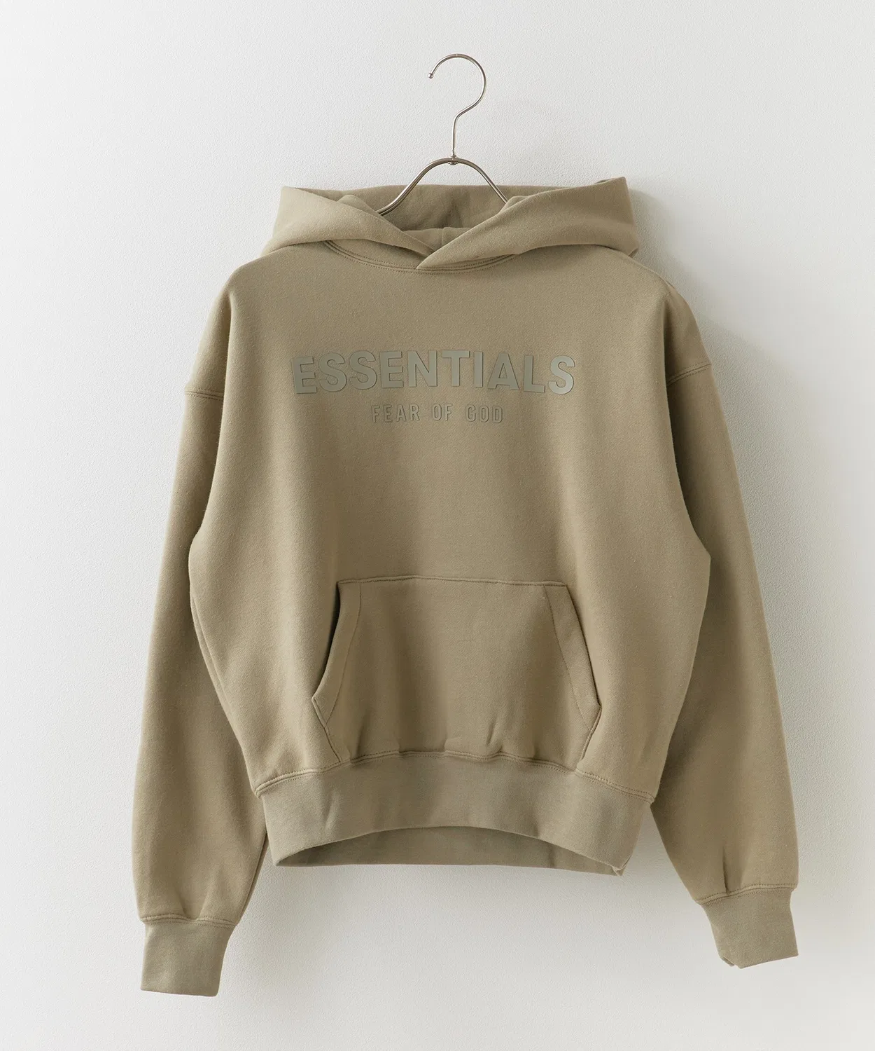 Детская толстовка с капюшоном Fear of God Essentials 21SSKids FRT HOODI, хлопок/полиэстер, мохово-зеленый