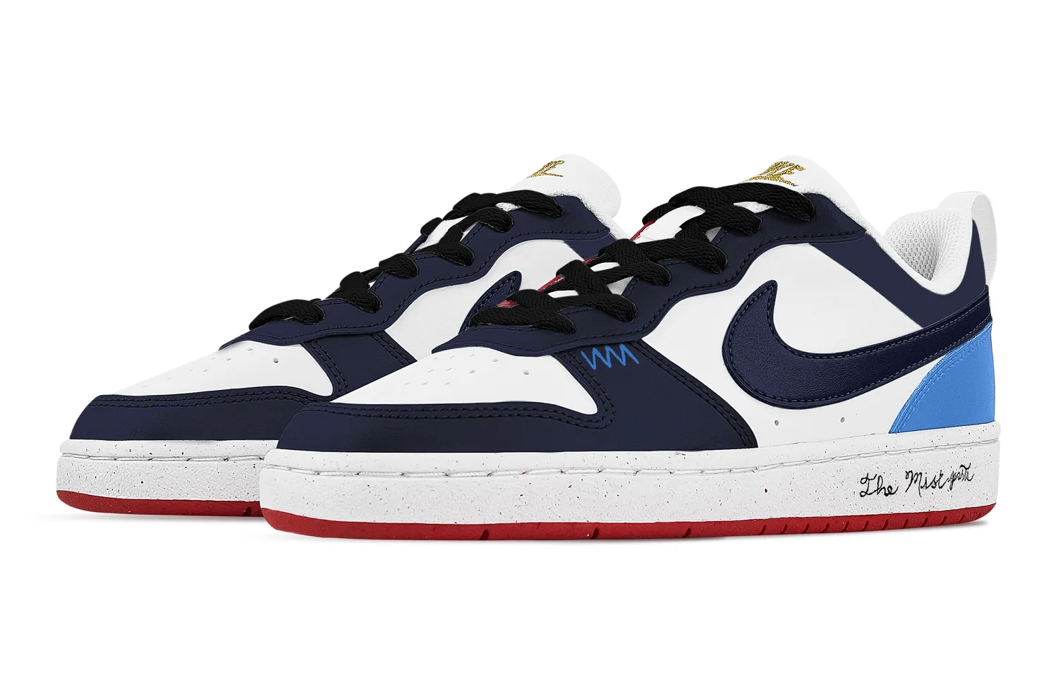 Nike Court Borough Blue Obsidian устойчивые к истиранию и скольжению низкие кроссовки для скейтбординга Unisex белый синий черный — фото 4