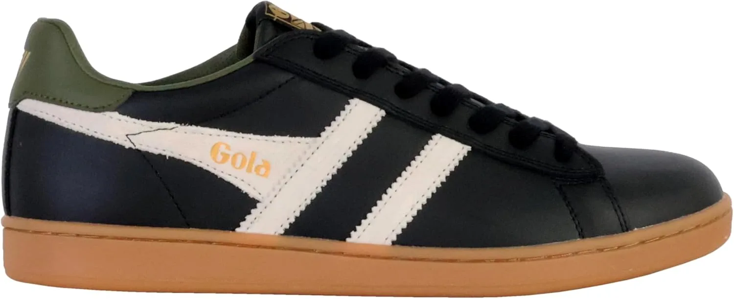 Мужские кожаные кроссовки Gola Equipe II, белый/черный/хаки — фото 2