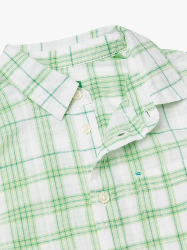 Детская хлопковая рубашка с коротким рукавом в клетку Benetton, Multicolor — фото 3