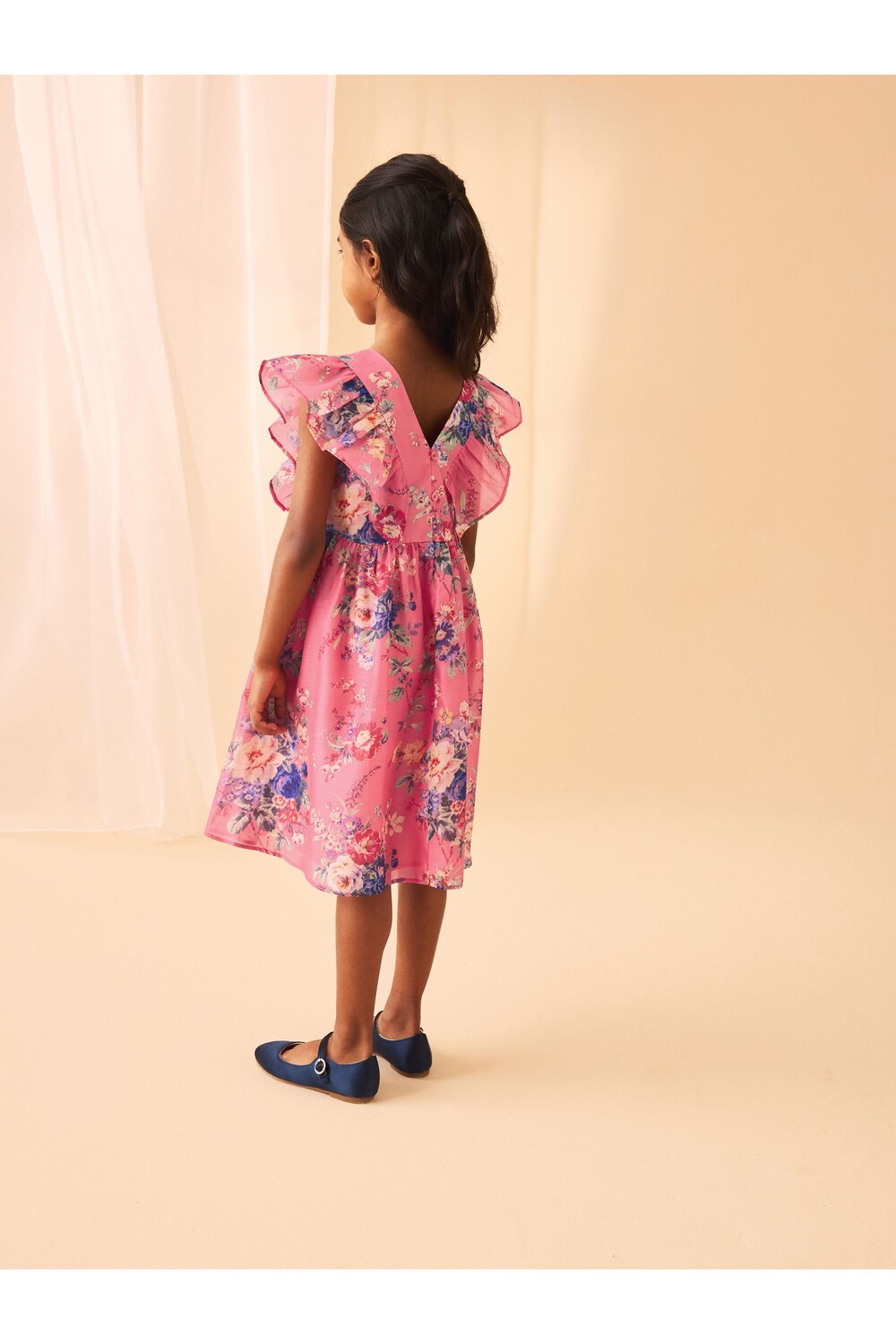 Романтичное платье из органзы розового цвета Laura Ashley, розовый — фото 4