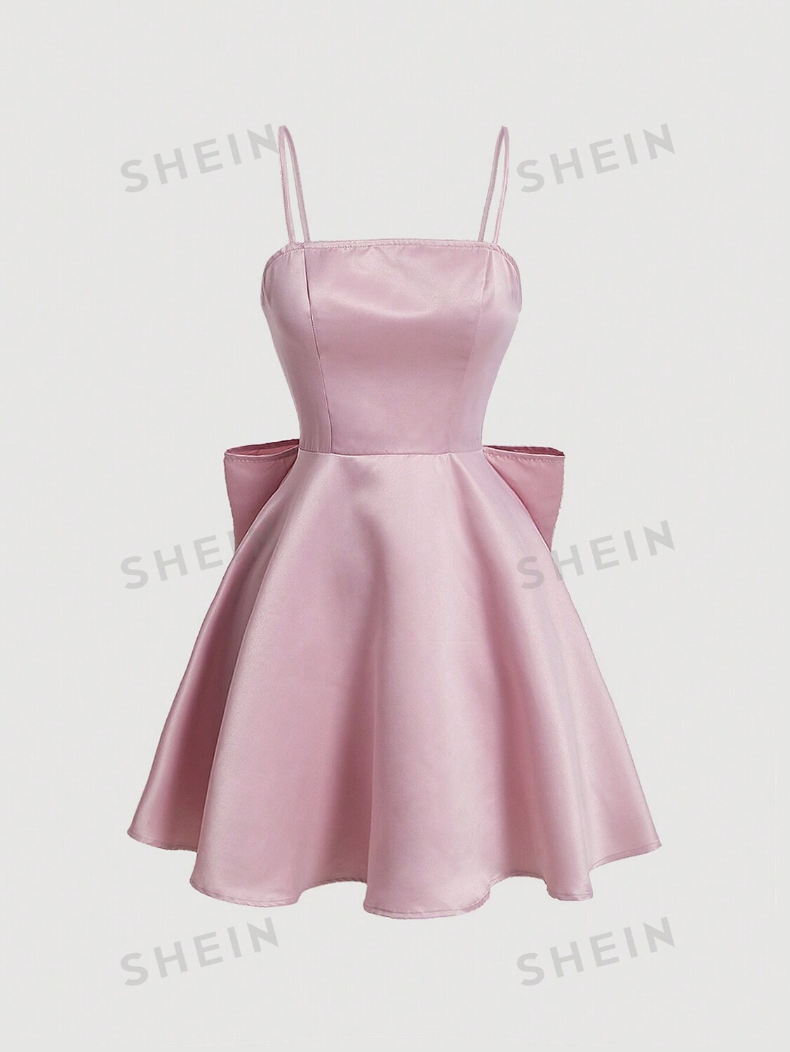 

Платье на бретельках Shein Mod с бабочкой и декором, розовый