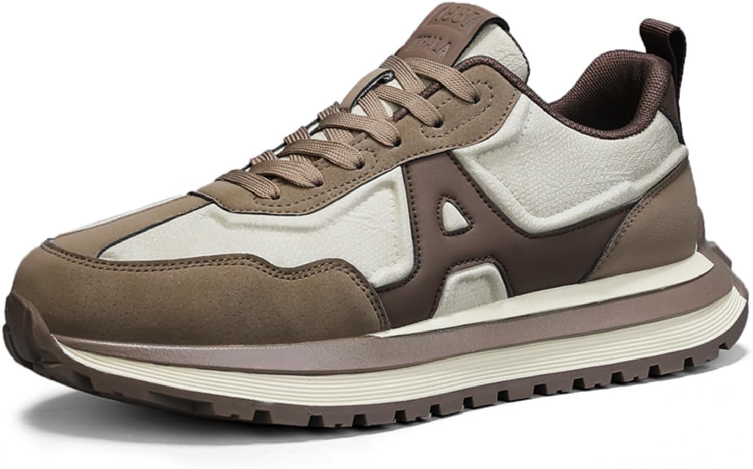 

Мужские модные кроссовки на платформе с шнуровкой, низкие, с круглым носком, противоскользящие, повседневные, массивные, для тренировок, спорта, тенниса, бега и ходьбы Boaobaihuo, коричневый