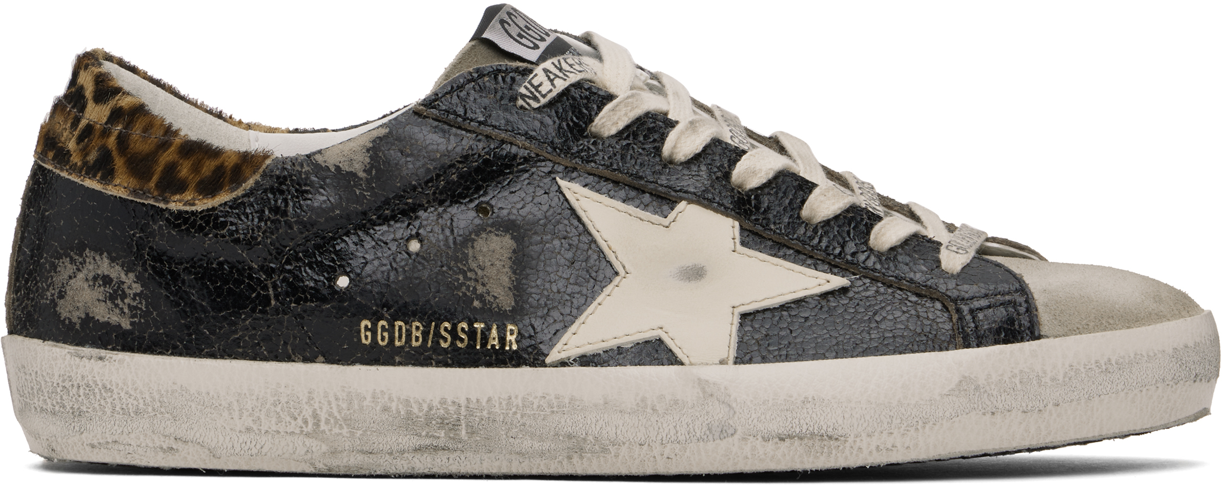 

Черные кроссовки Super-Star Classic Golden Goose, черный/слоновая кость/леопардовый принт