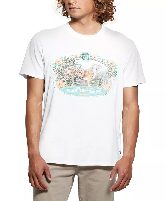 

Мужская футболка с коротким рукавом и принтом тигра Tiger Graphic GUESS, белый