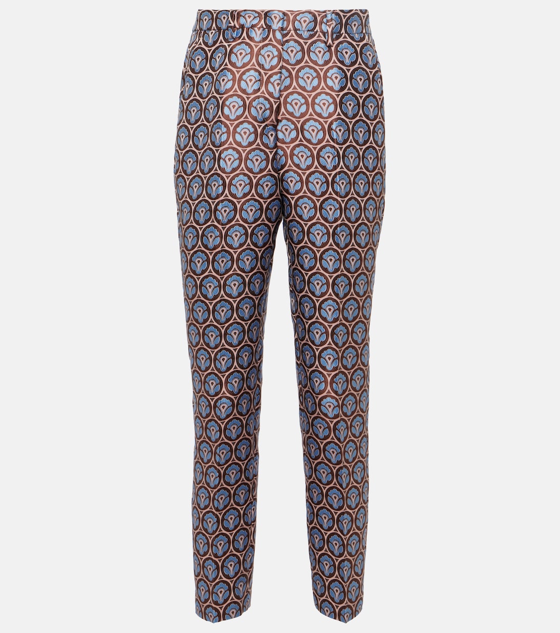

Укороченные жаккардовые узкие брюки Etro, Multicolour On Pale Blue Base