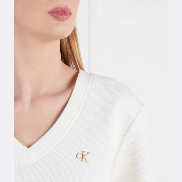 Укороченная футболка вафельного кроя Calvin Klein, белый — фото 4