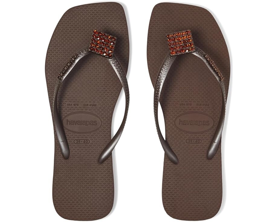 

Сандалии Havaianas Slim Crystal Square Elegance Sandals, темно-корчневый