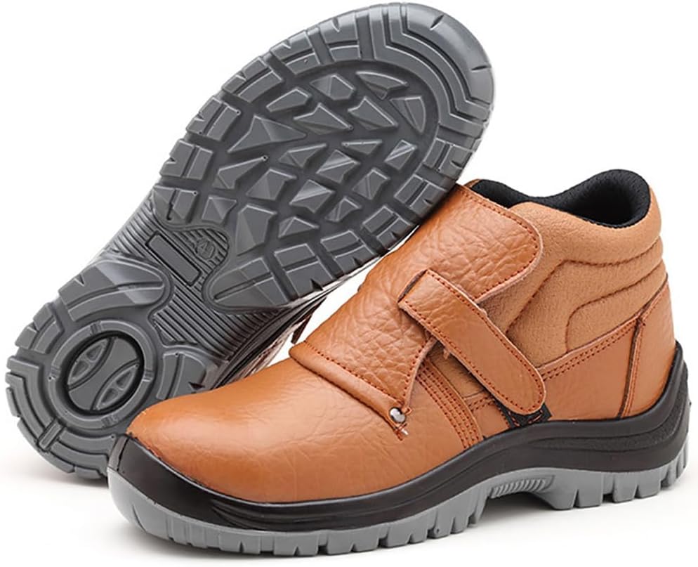 

Lmprock Унисекс кожаные ботинки с защищенным стальным носком, против проколов, водоотталкивающие, с защитой от скольжения и искр, для сварки и строительства, коричневый