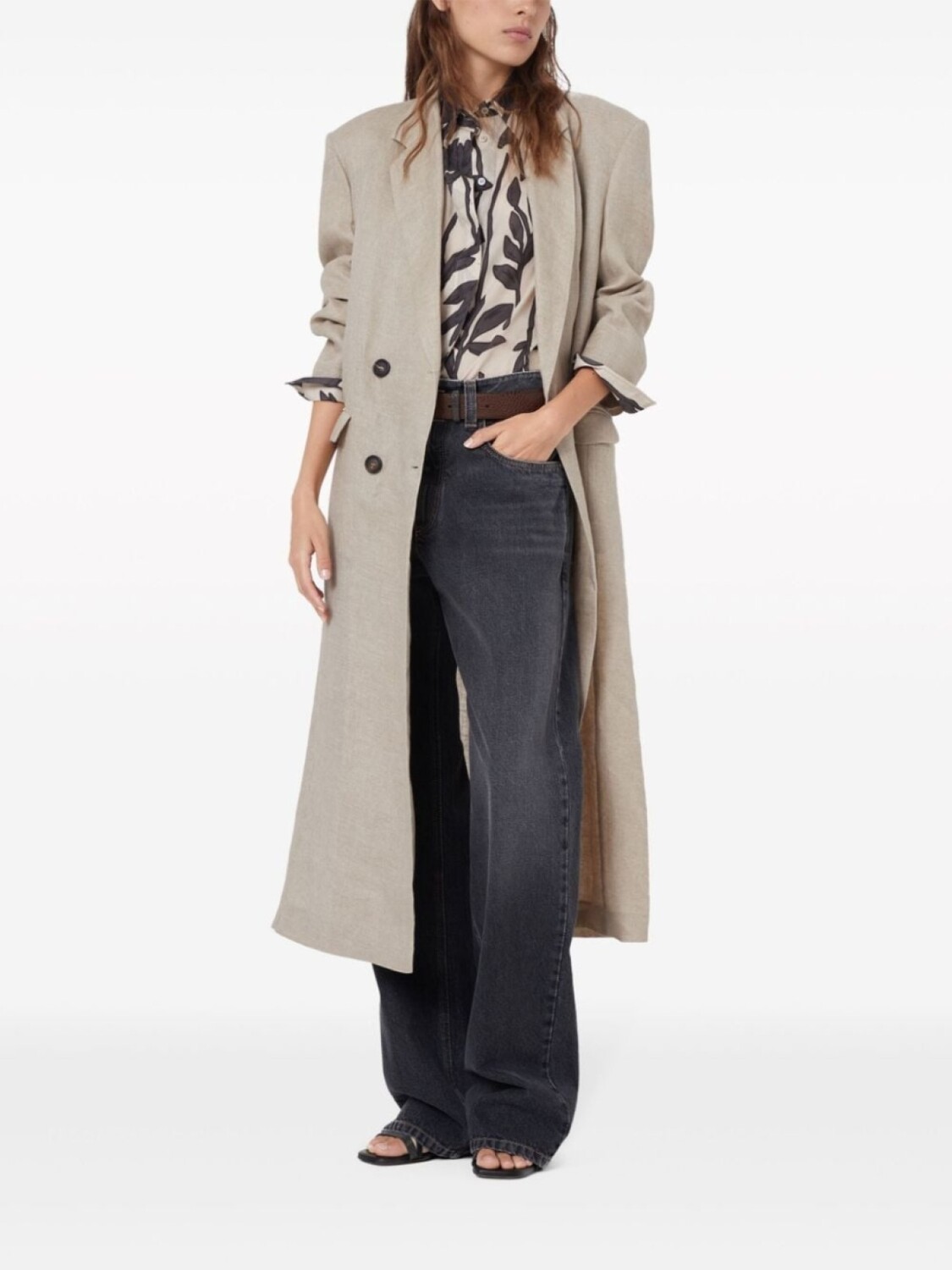 

Brunello Cucinelli широкие джинсы с завышенной талией, серый