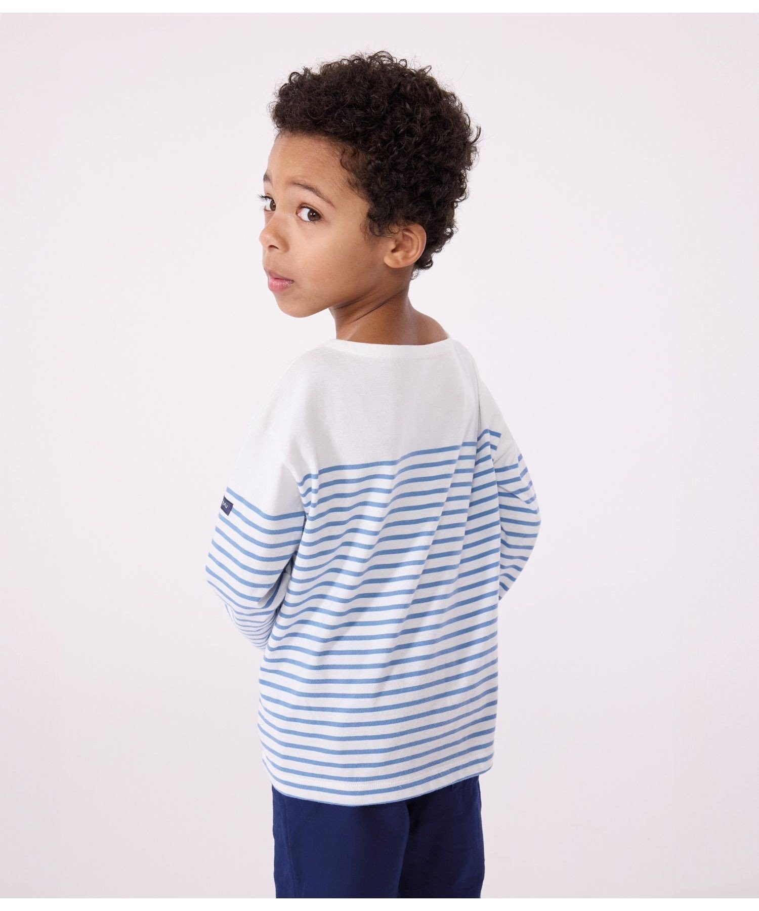 Толстовка Мариньер, крой и пошив Petit Bateau, Off-white/Blue — фото 2