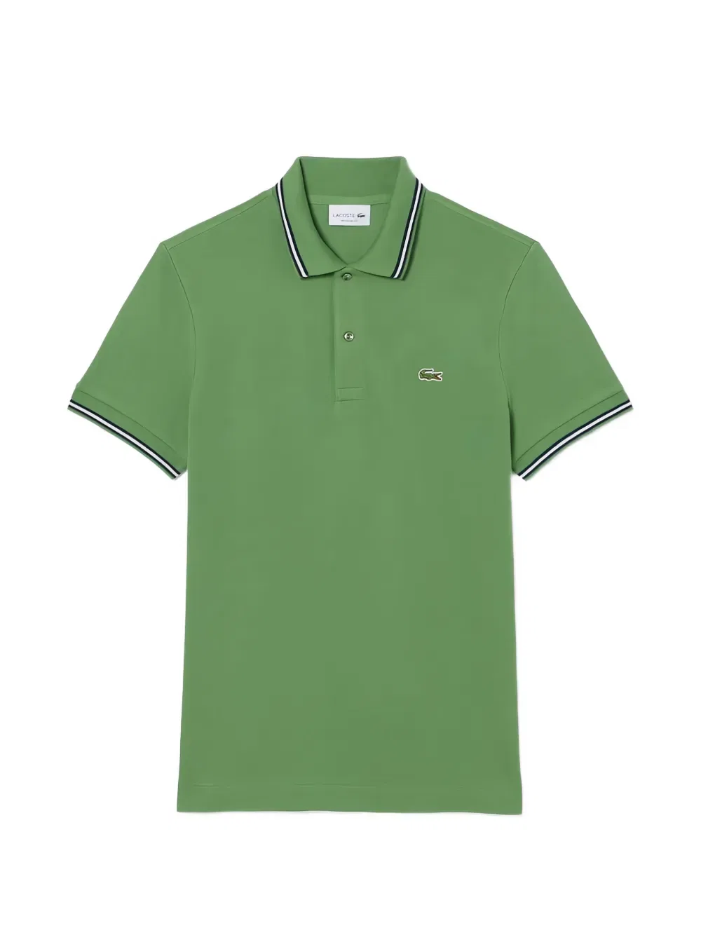 Полосатая рубашка поло L.12.12 с воротником-стойкой Lacoste, зеленый