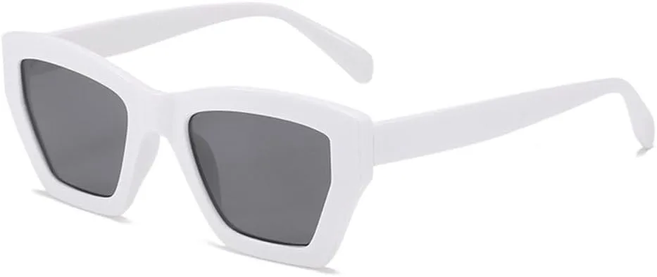 

Ретро солнцезащитные очки для женщин, очки «кошачий глаз», желейно-зеленые очки, мужские солнцезащитные очки UV400, многоугольные, квадратные MTZJH, White